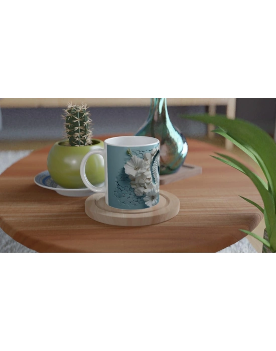 Çatlak Duvardan Bakan Denizatı Temalı Baskılı Kupa Bardak