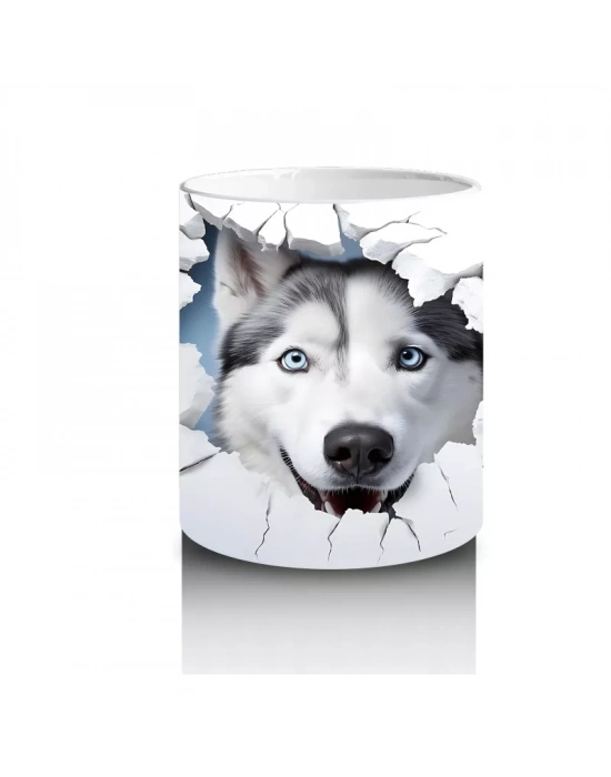 Çatlak Duvardan Bakan Gri Kurt – Baskılı Kahve Kupası