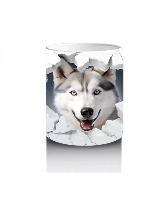 Çatlak Duvardan Bakan Gri Kurt – Baskılı Kahve Kupası