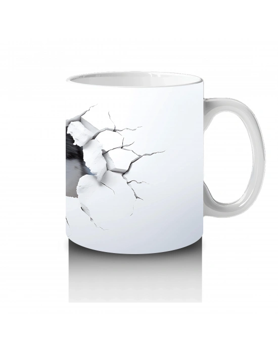 Çatlak Duvardan Bakan Gri Kurt – Baskılı Kahve Kupası