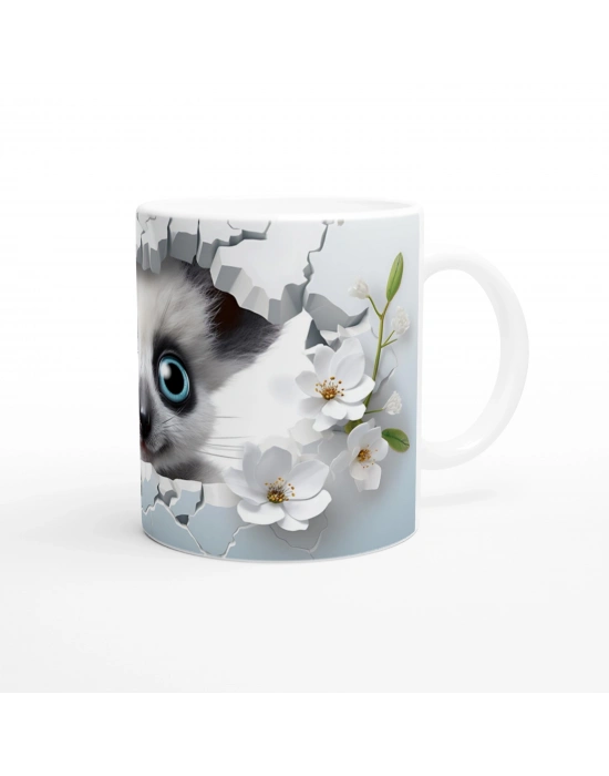 Çatlak Duvardan Bakan Lemur Temalı Baskılı Kupa Bardak