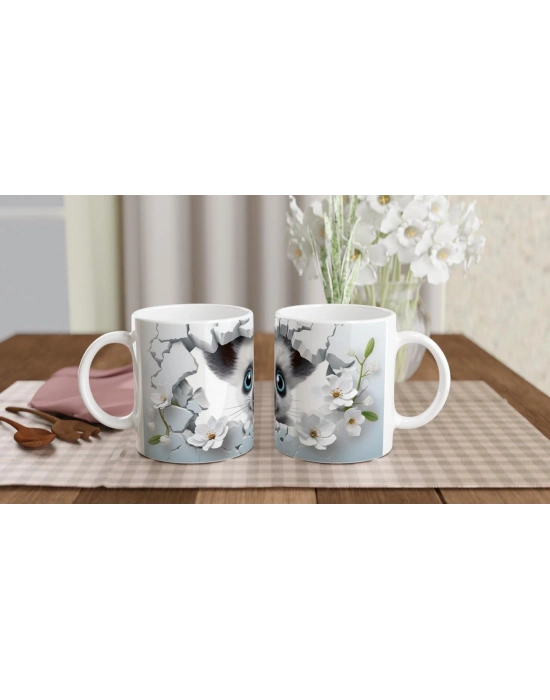 Çatlak Duvardan Bakan Lemur Temalı Baskılı Kupa Bardak