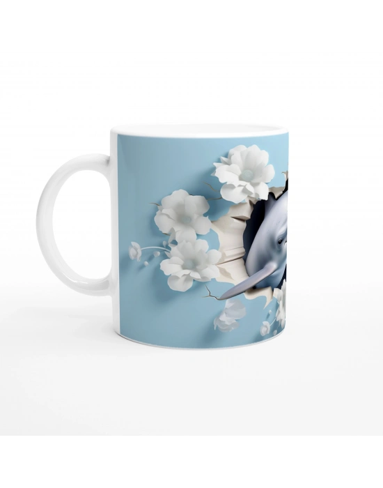 Çatlak Duvardan Bakan Mutlu Yunus Temalı Baskılı Kupa Bardak