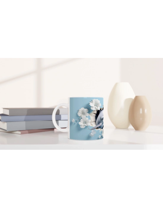 Çatlak Duvardan Bakan Mutlu Yunus Temalı Baskılı Kupa Bardak