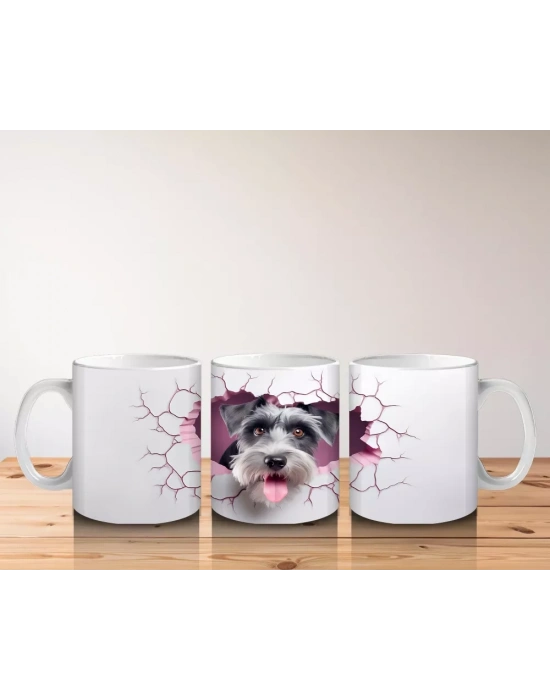 Çatlak Duvardan Bakan Neşeli Schnauzer – Baskılı Kahve Kupası