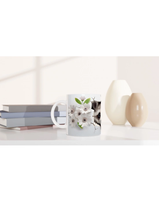 Çatlak Duvardan Bakan Rakun Temalı Baskılı Kupa Bardak