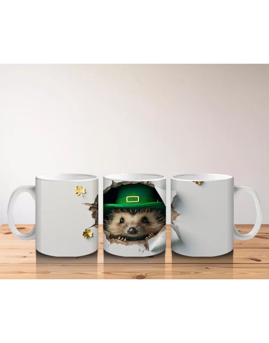 Çatlak Duvardan Bakan Şapkalı Kirpi – Baskılı Kahve Kupası