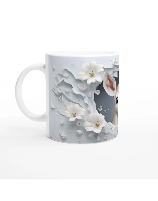 Çatlak Duvardan Bakan Sevimli Geyik Temalı Baskılı Kupa Bardak