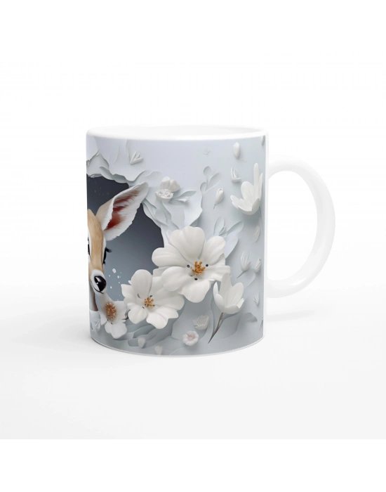 Çatlak Duvardan Bakan Sevimli Geyik Temalı Baskılı Kupa Bardak