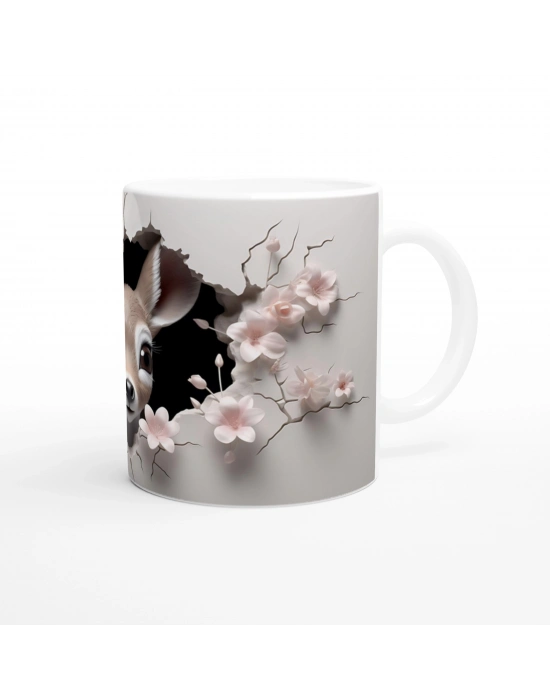 Çatlak Duvardan Bakan Sevimli Geyik Yavrusu Temalı Baskılı Kupa Bardak