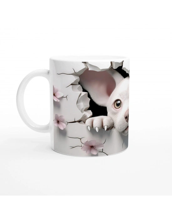 Çatlak Duvardan Bakan Sevimli Köpek Temalı Baskılı Kupa Bardak