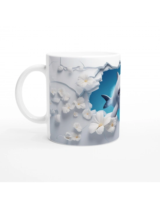 Çatlak Duvardan Bakan Sevimli Yunus Temalı Baskılı Kupa Bardak