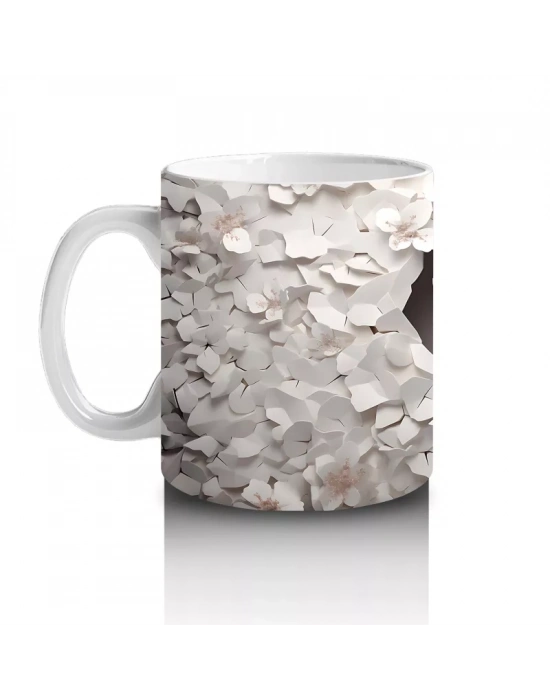 Çatlak Duvardan Bakan Soyut Geyik Figürü – Baskılı Kahve Kupası