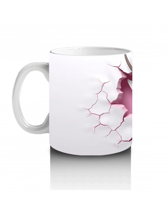 Çatlak Kalpli Duvar Arasında Tek Boynuzlu Keçi – Baskılı Kahve Kupası