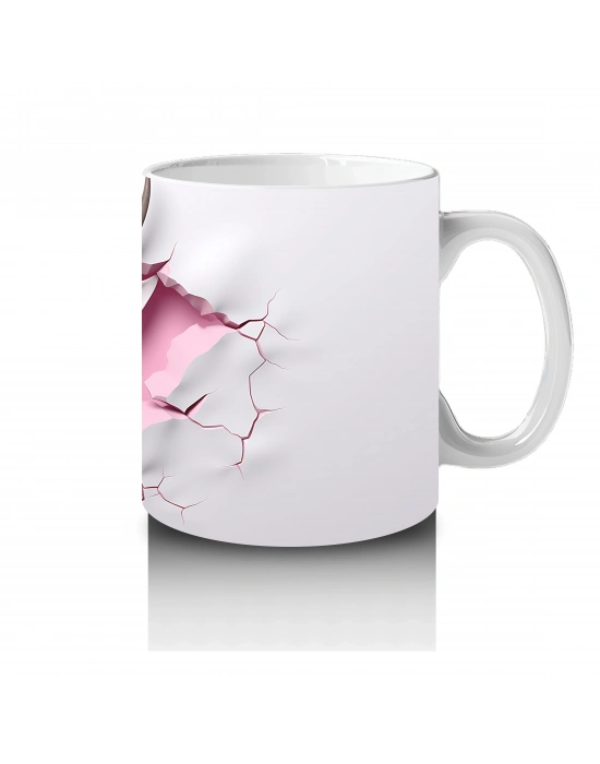 Çatlak Kalpli Duvar Arasında Tek Boynuzlu Keçi – Baskılı Kahve Kupası