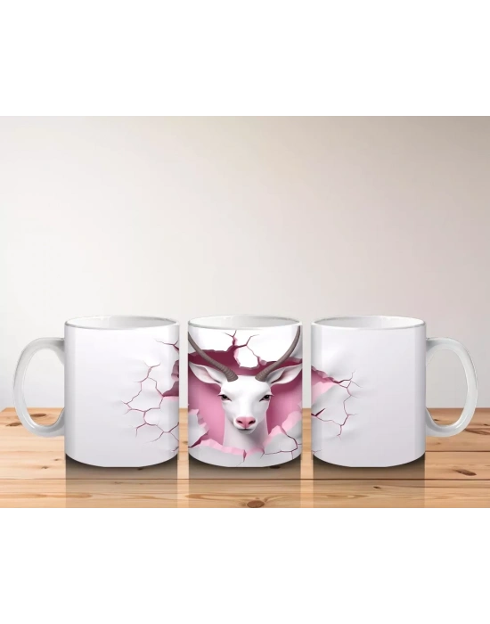 Çatlak Kalpli Duvar Arasında Tek Boynuzlu Keçi – Baskılı Kahve Kupası