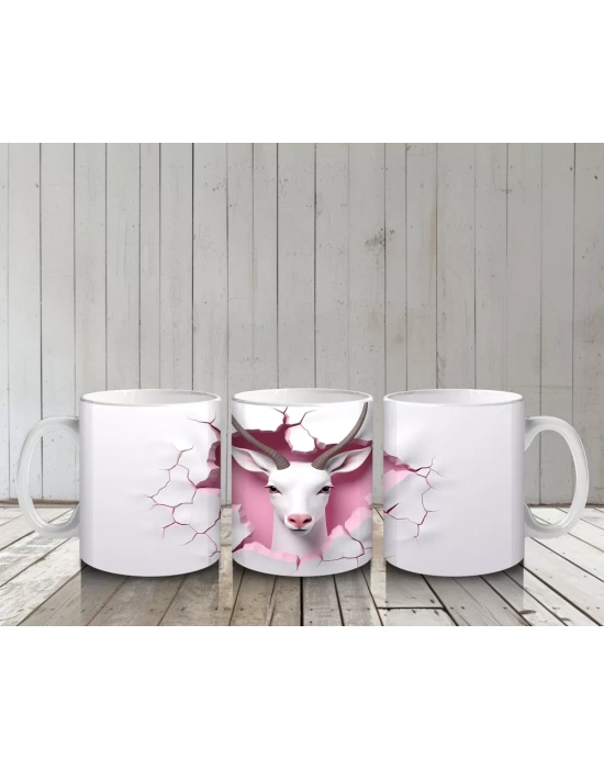 Çatlak Kalpli Duvar Arasında Tek Boynuzlu Keçi – Baskılı Kahve Kupası