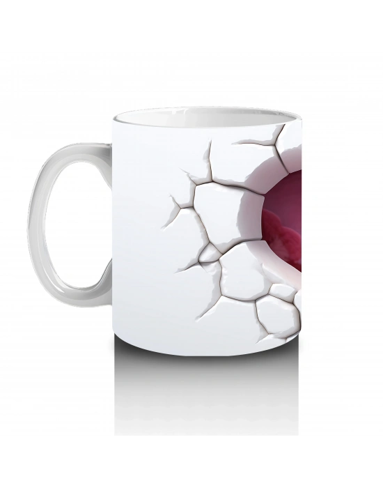 Çatlak Kalpten Bakan Sevimli Kaplumbağa Maskot – Baskılı Kahve Kupası