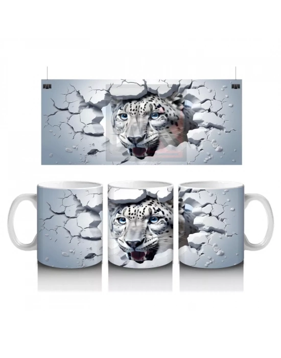 Çatlak Zemin Arasında Kaplan Figürü – Baskılı Kahve Kupası