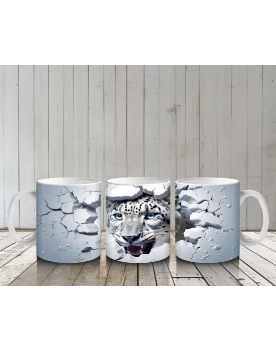 Çatlak Zemin Arasında Kaplan Figürü – Baskılı Kahve Kupası