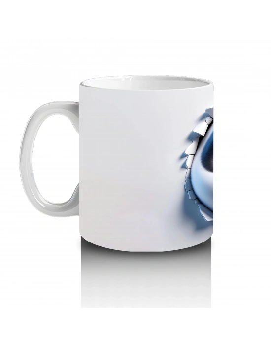 Çatlak Zeminden Bakan Sevimli Panda Karakteri - Baskılı kahve kupası