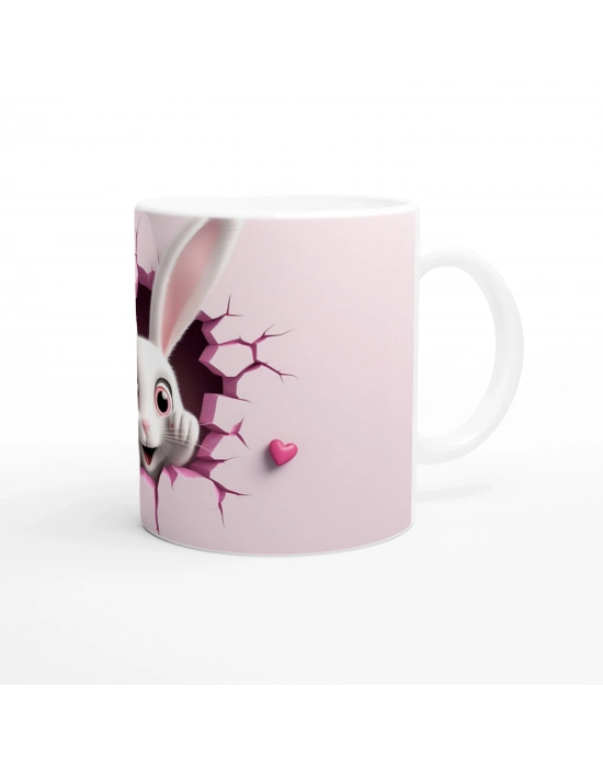 Çatlaktan Bakan Neşeli Tavşan Temalı Baskılı Kupa Bardak