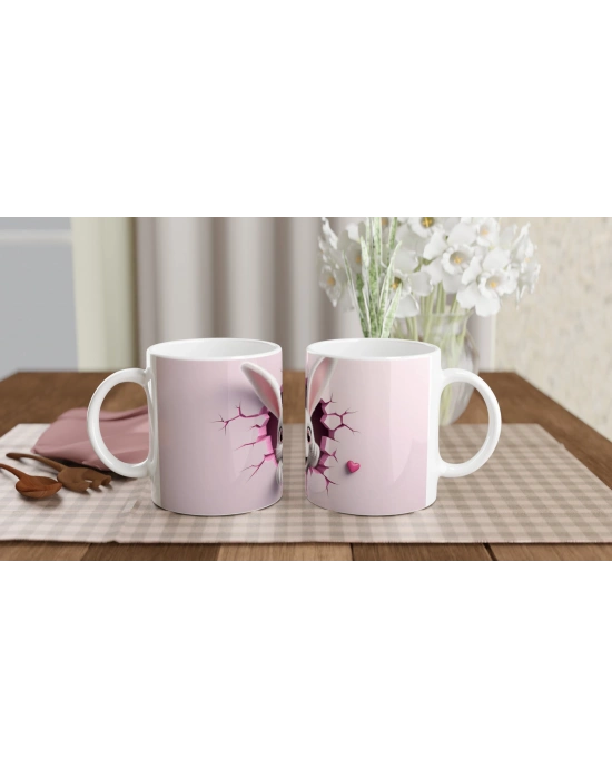 Çatlaktan Bakan Neşeli Tavşan Temalı Baskılı Kupa Bardak