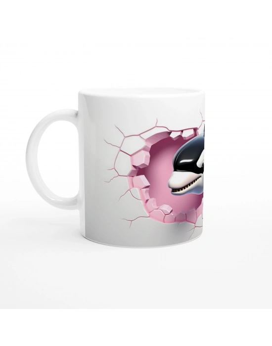 Çatlaktan Fırlayan Katil Balina (Orka) Temalı Baskılı Kupa Bardak