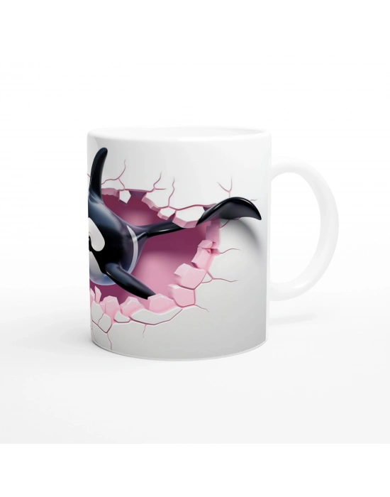 Çatlaktan Fırlayan Katil Balina (Orka) Temalı Baskılı Kupa Bardak
