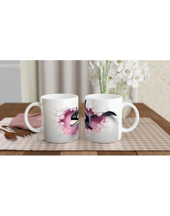 Çatlaktan Fırlayan Katil Balina (Orka) Temalı Baskılı Kupa Bardak