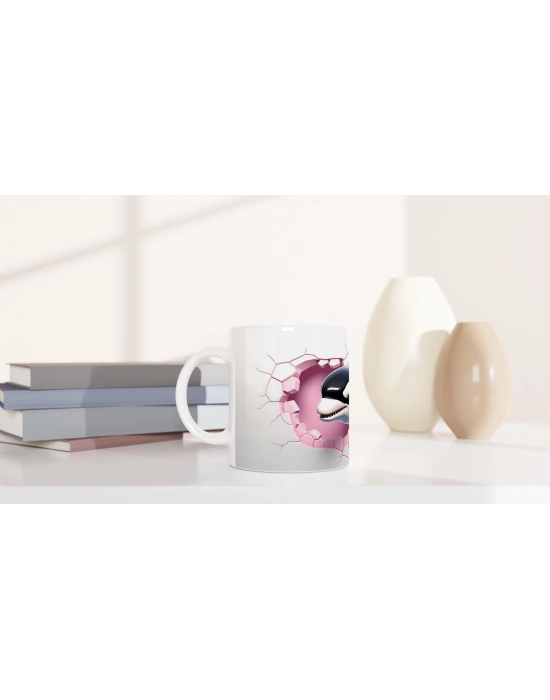 Çatlaktan Fırlayan Katil Balina (Orka) Temalı Baskılı Kupa Bardak