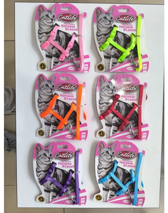 Catlife Kedi Göğüs Bel Tasması + Gezdirme İpi