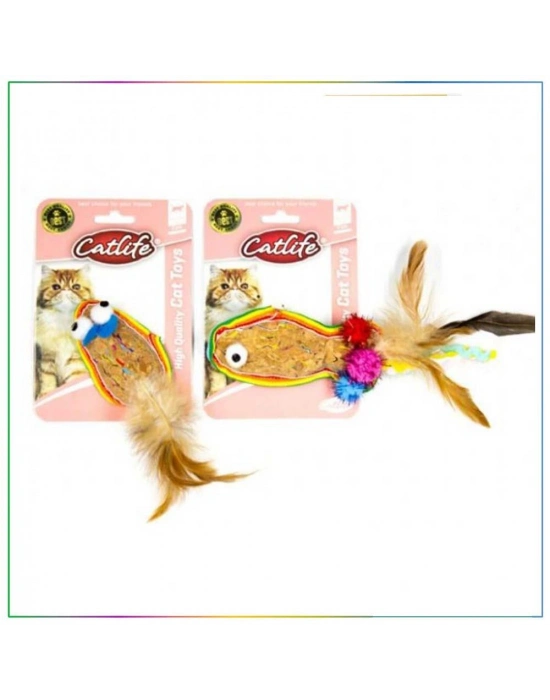 Catlife Meşe Mantarı Kedi Oyuncağı Renkli Püsküllü