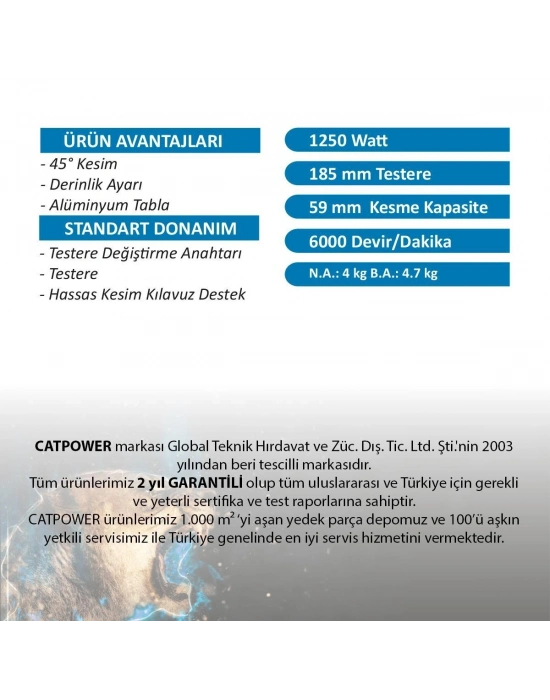 ® CatPower 1207 Daire Testere 185 mm 1250 Watt