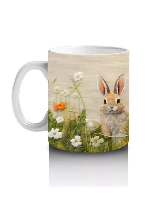 Çayırlıkta Oturan İki Tavşan – Baskılı Kahve Kupası