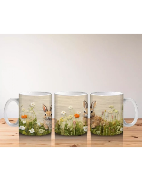 Çayırlıkta Oturan İki Tavşan – Baskılı Kahve Kupası