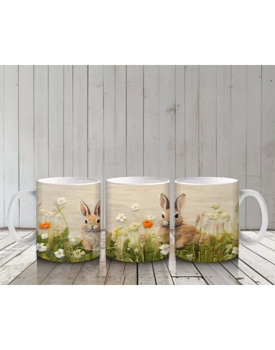 Çayırlıkta Oturan İki Tavşan – Baskılı Kahve Kupası
