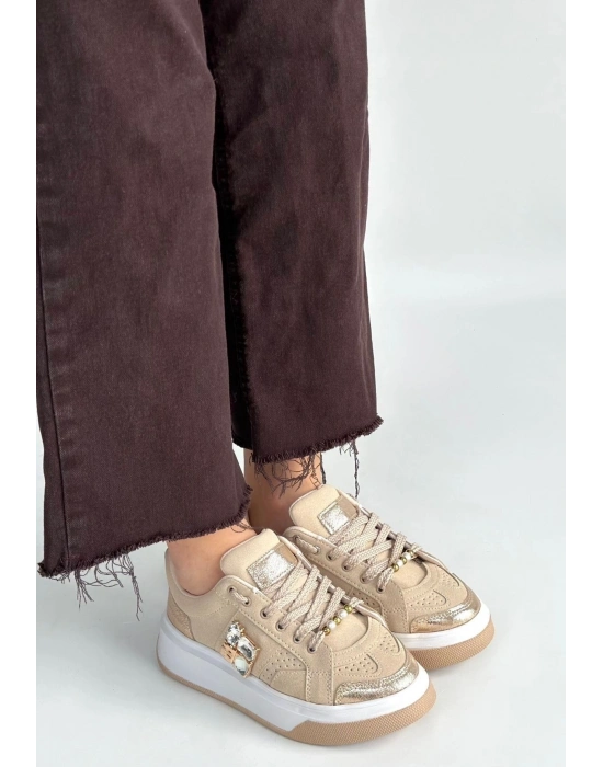Ceans Bej Süet Bağcıklı Spor Ayakkabı