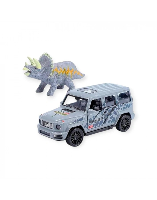 Çek Bırak Araç ve Dinazor  Oyun Seti - 6843-2D- Gri