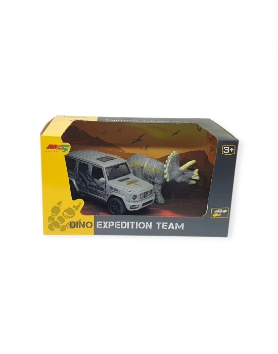 Çek Bırak Araç ve Dinazor  Oyun Seti - 6843-2D- Gri