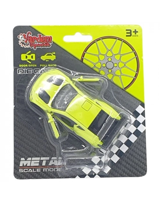 Çek Bırak Metal Küçük Arabalar 8 cm - 6411A - Açık Yeşil