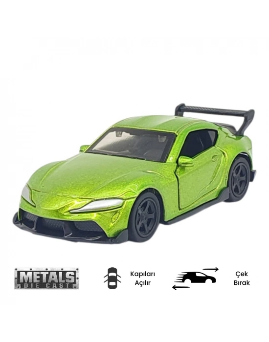 Çek Bırak Metal Küçük Arabalar 8 cm - 6411A - Yeşil