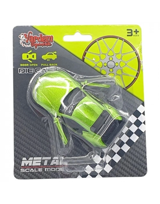 Çek Bırak Metal Küçük Arabalar 8 cm - 6411A - Yeşil