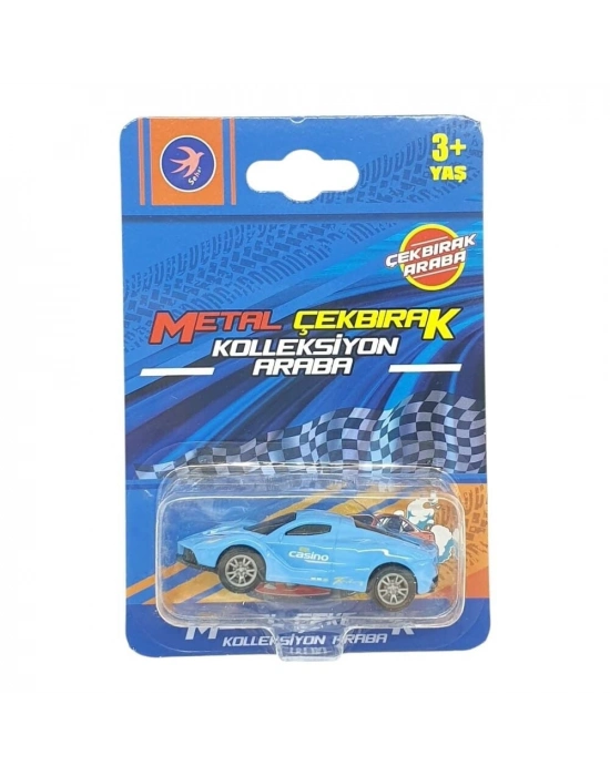 Çek Bırak Metal Küçük Arabalar 8 cm - SH40031 - Mavi