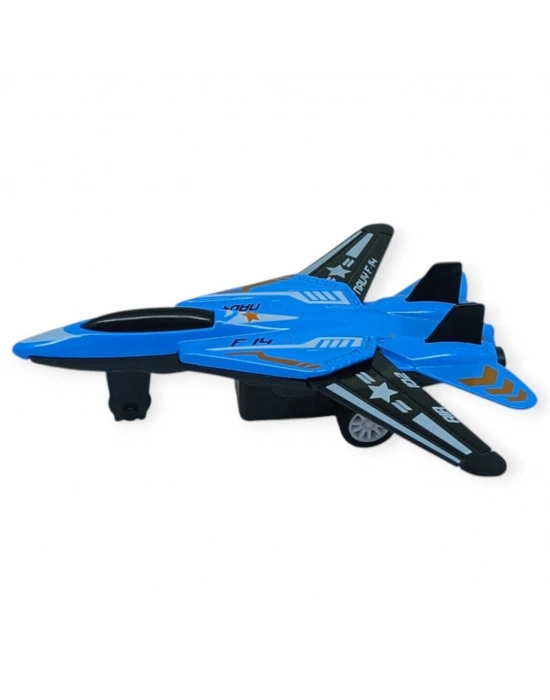 Çek Bırak Metal Mini Savaş Uçağı 10 cm - Mavi