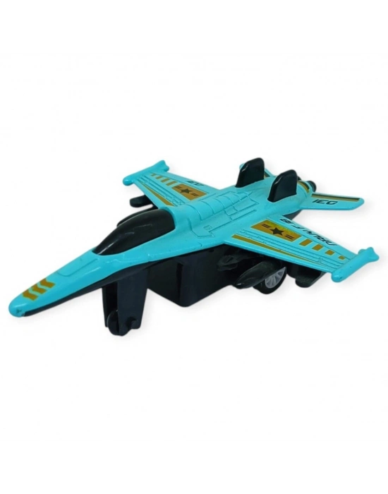 Çek Bırak Metal Mini Savaş Uçağı 10 cm - Turkuaz