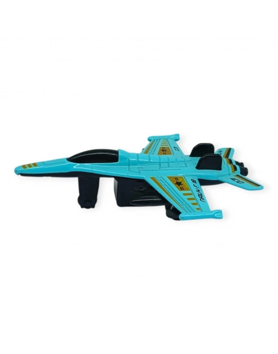 Çek Bırak Metal Mini Savaş Uçağı 10 cm - Turkuaz