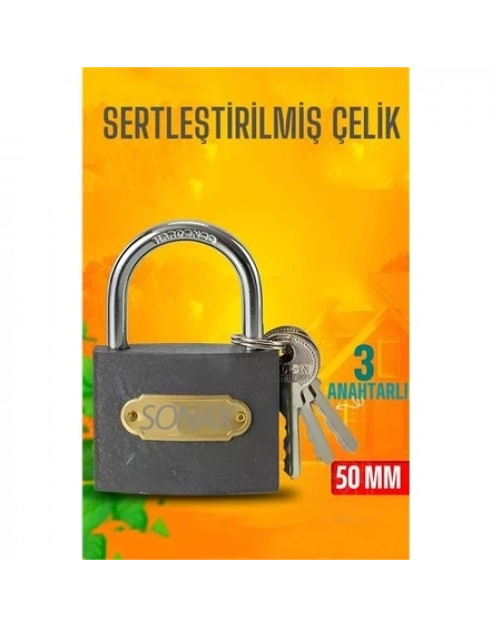 Çelik Asma Kilit 50 MM 3 anahtarlı Sonax Design