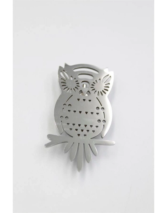 Çelik Baykuş Broş - Gümüş