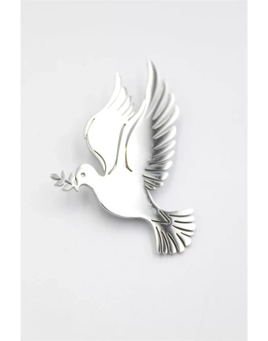 Çelik Güvercin Broş - Gümüş
